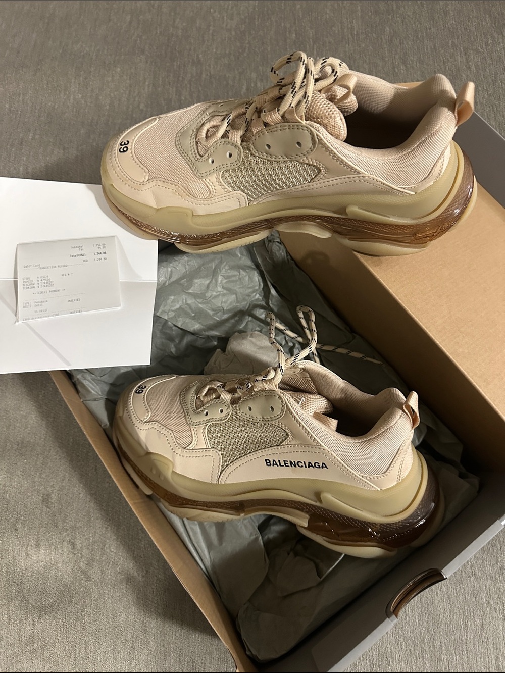 Balenciaga Men’s Triple S Sneakers in Beige and Brown